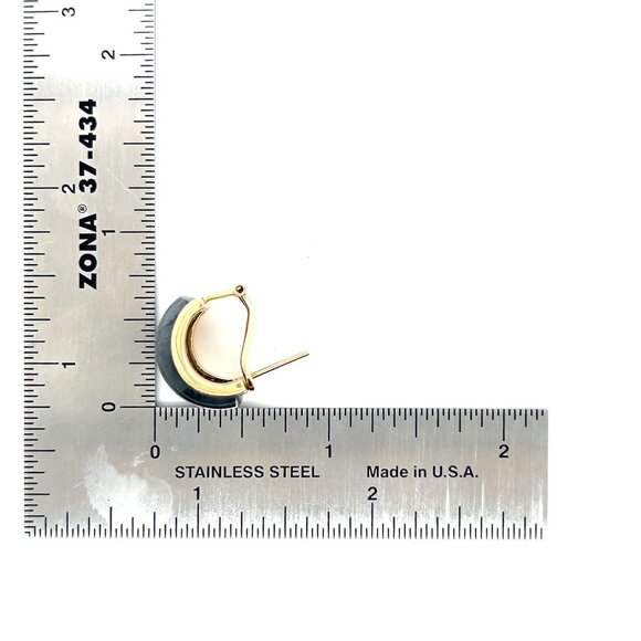 14k Gold Gray Stone French Clip Earrings - Picture 6 of 6